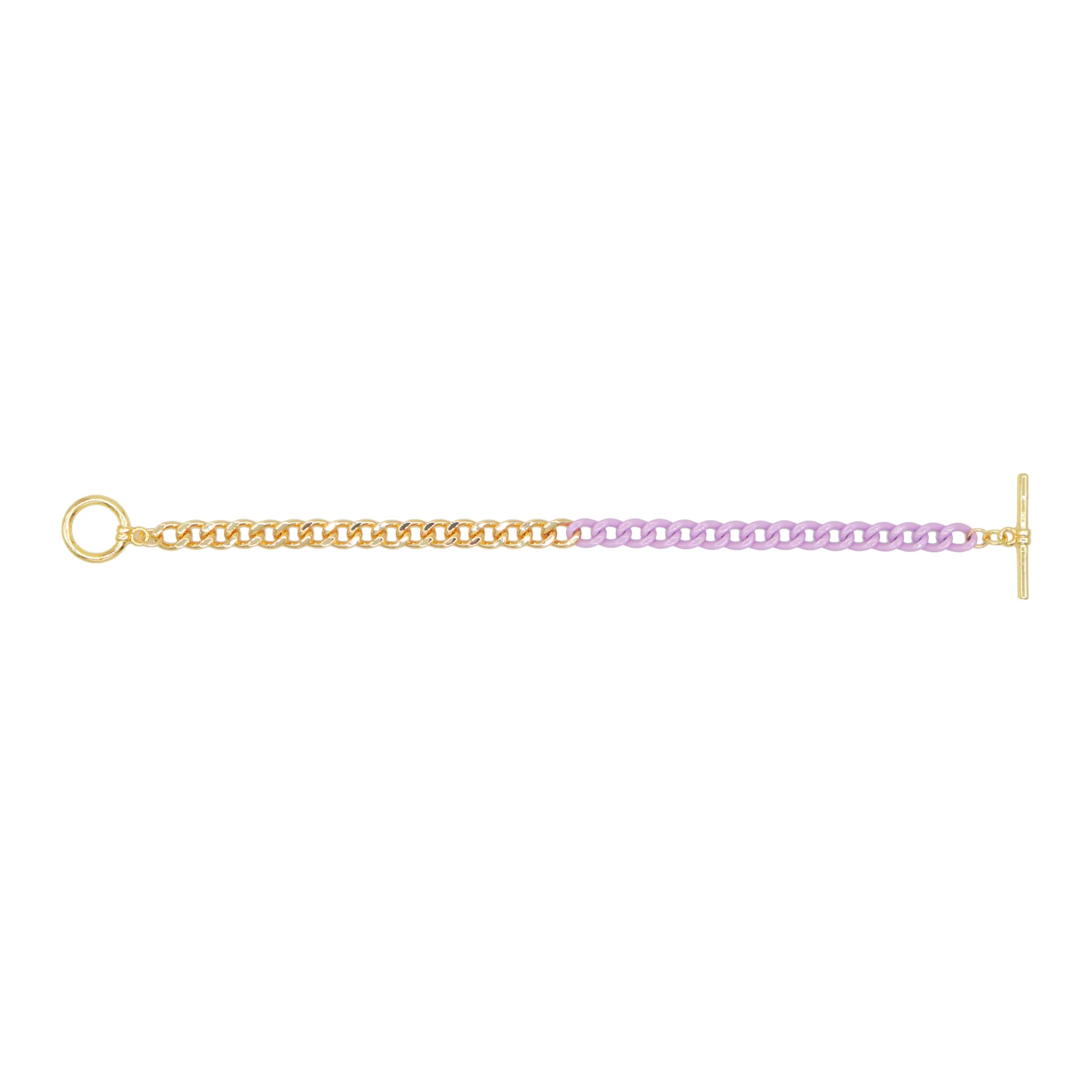 Fashion Jewelry Bracelet - Half Gold Curb Chain - Image 4