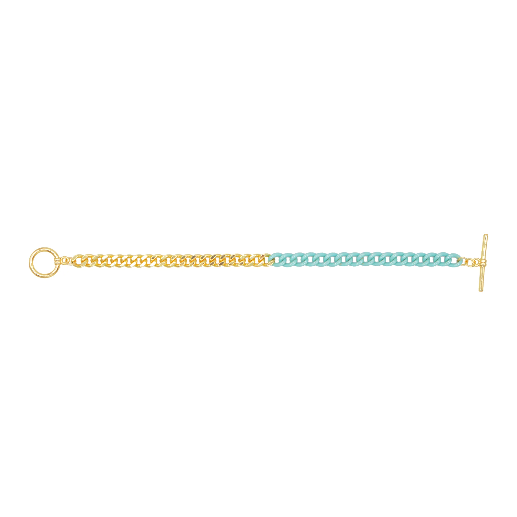 Fashion Jewelry Bracelet - Half Gold Curb Chain - Image 5