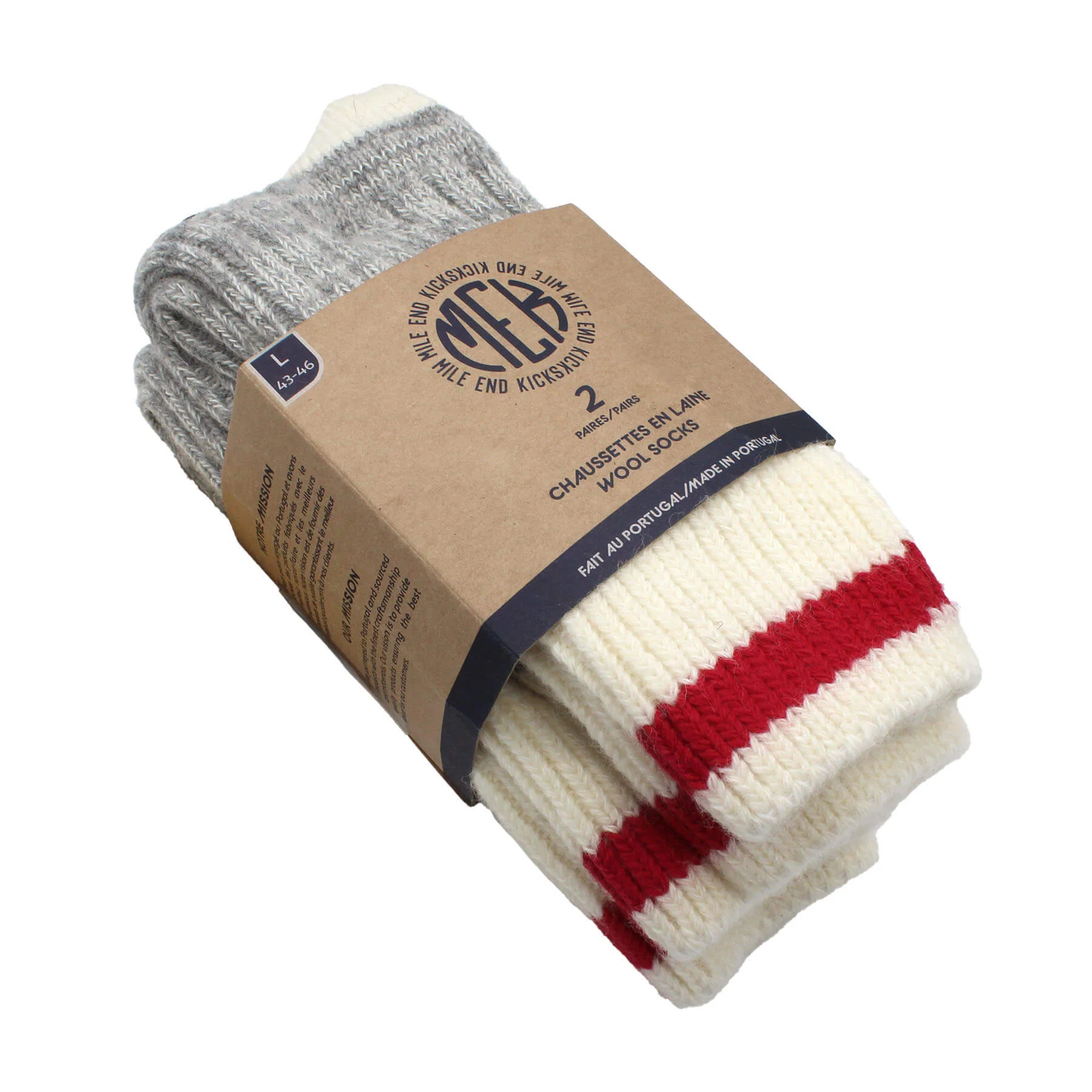MEK Canadiana Wool Socks - Grey/Red/Off White (2 Pack) - Image 7